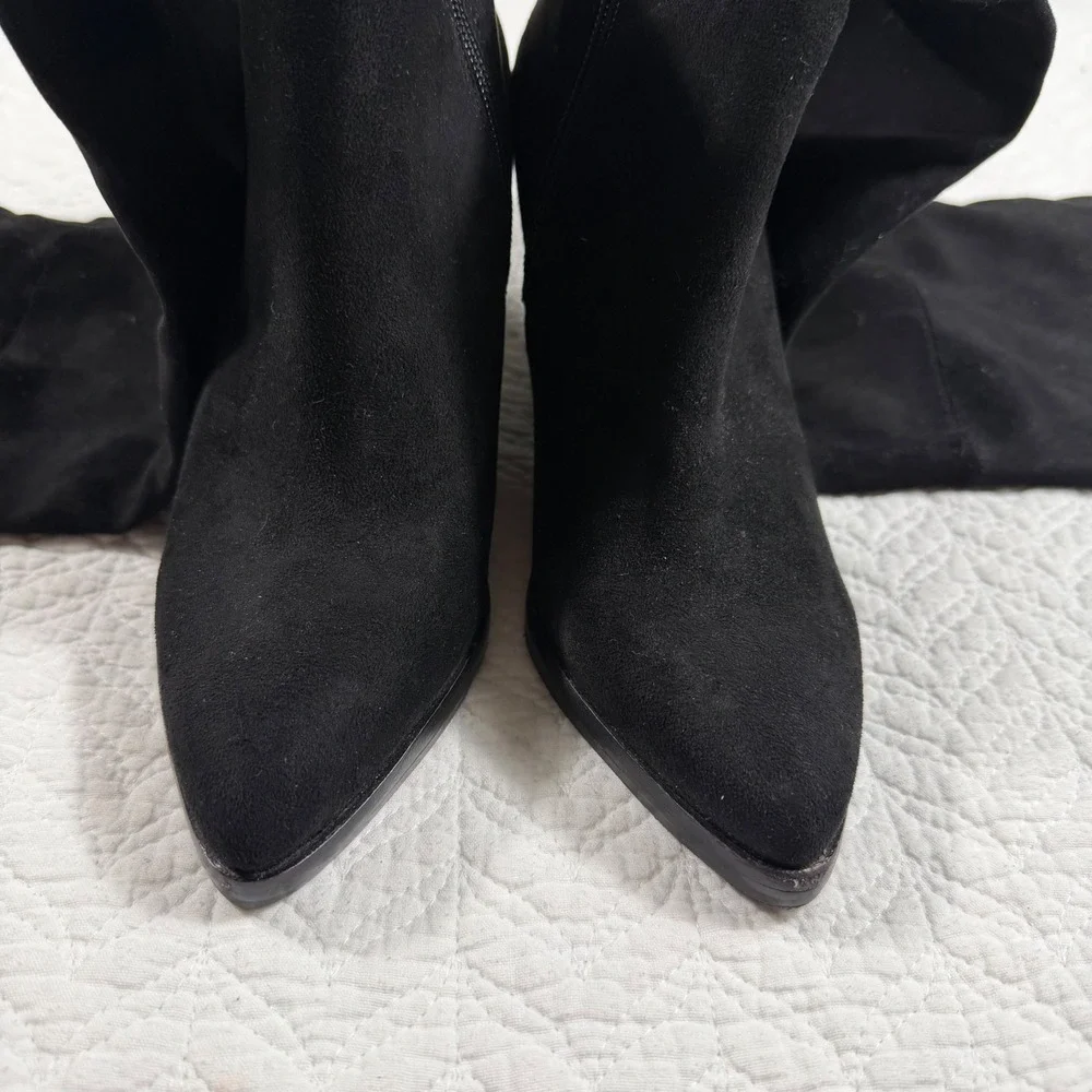 Marc Fisher Mlalinda‎ Black Faux Suede Over The Knee Boots Block Heel Wms 6